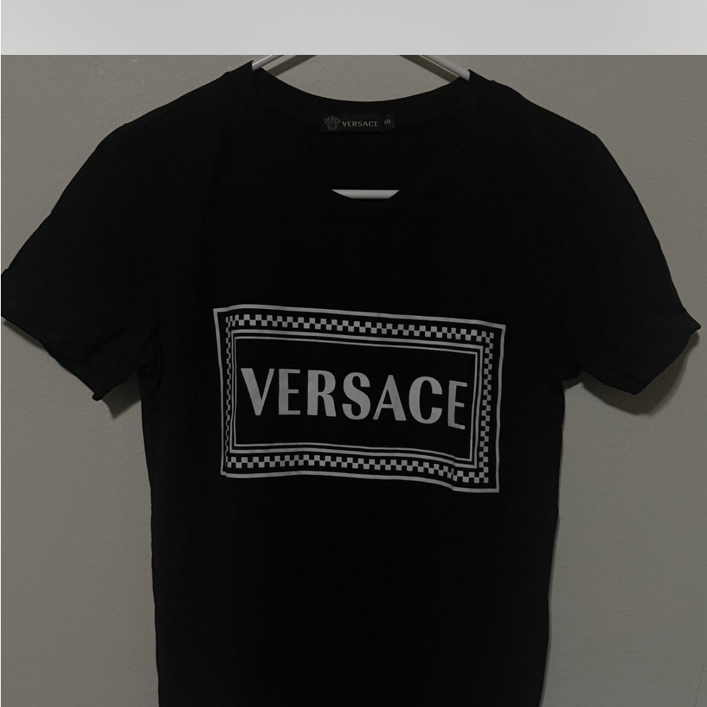 Versace Black Tee with White Logo